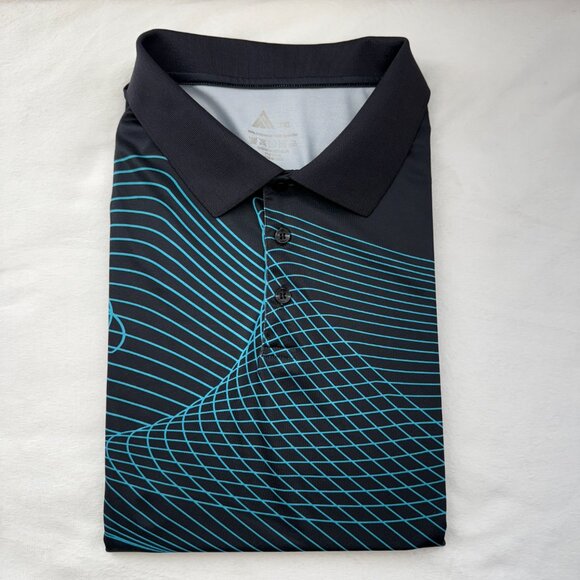 SR Speed Your Run Men's Black Blue Striped Designed Golf Polo Shirt, Size 2XL - Picture 4 of 5
